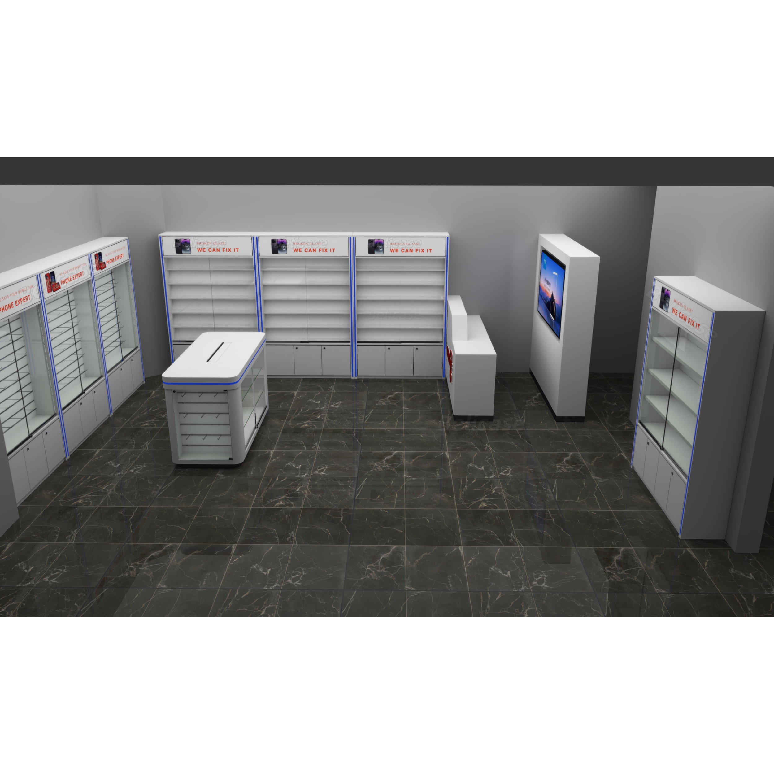 Phone Accessories Rack Display - Cell Phone Shop Slatwall Display Shelves
