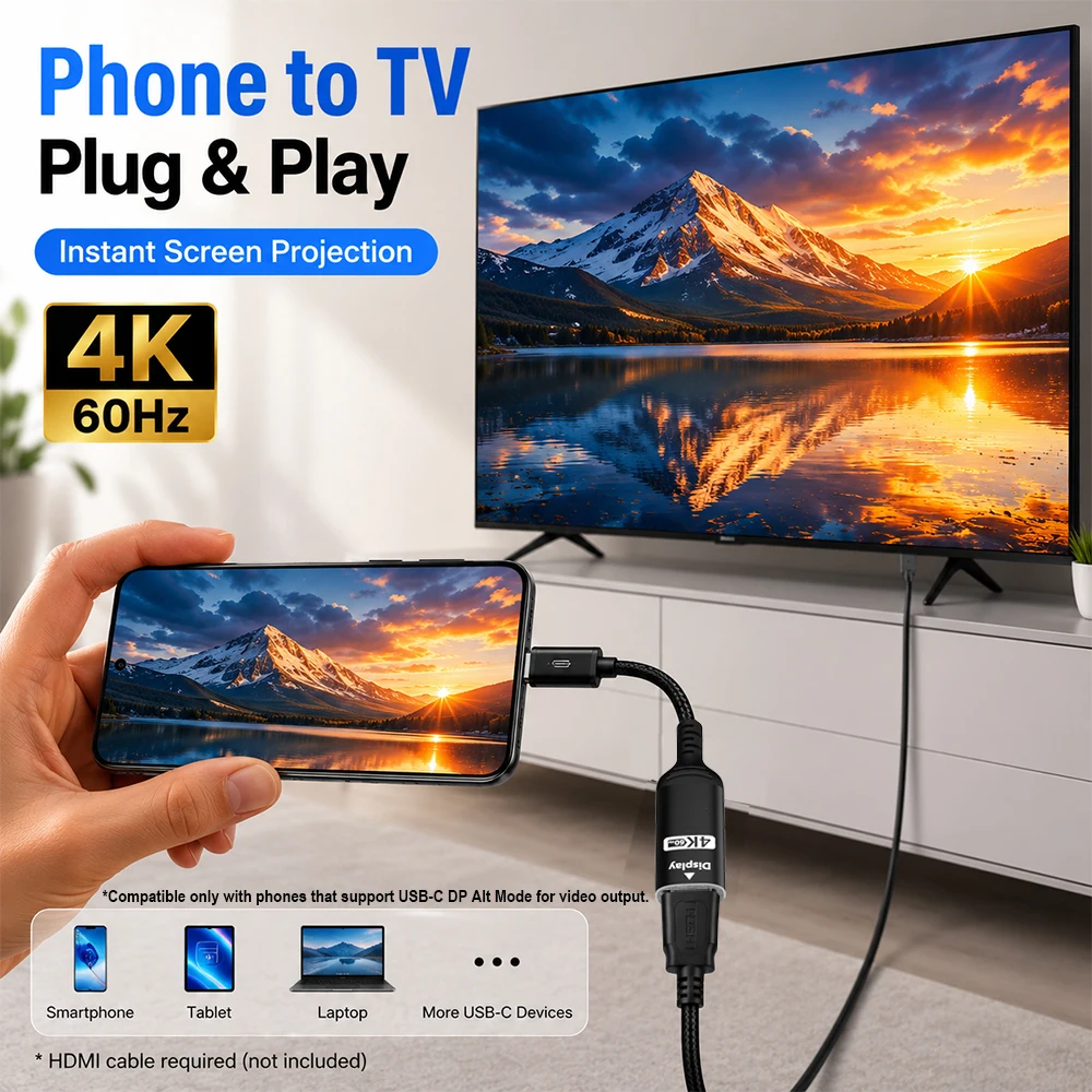 USB C to HDMI Adapter 4K@60Hz  - Hdmi Phone Adapter recension och pris