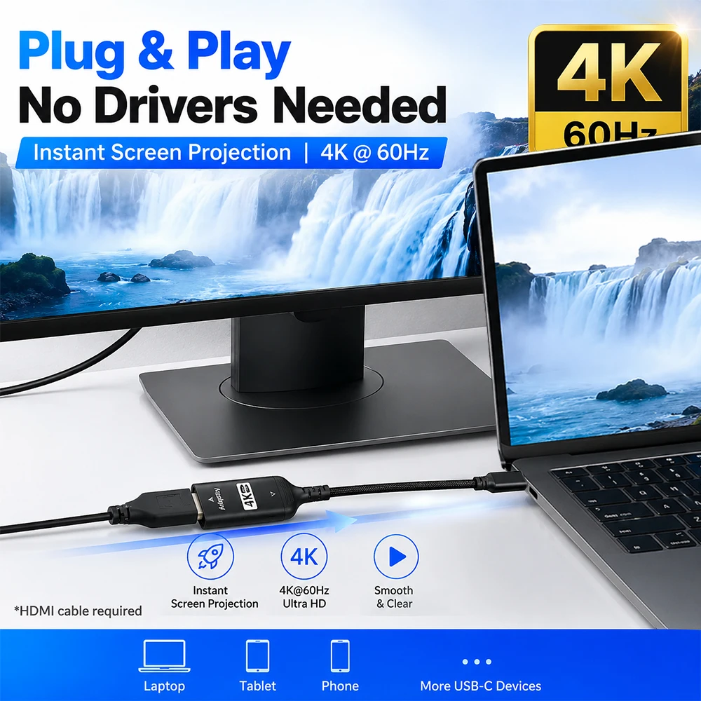 USB C to HDMI Adapter 4K@60Hz  - Hdmi Phone Adapter recension och pris