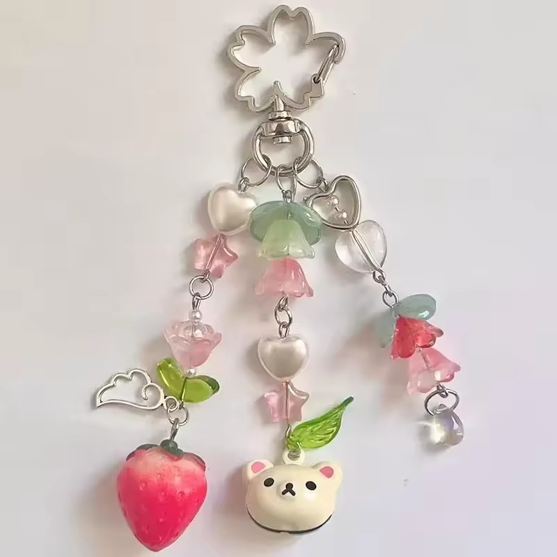 Cute Bear Strawberry Beaded Ph - Phone Accessories For Teen Girls recension och pris