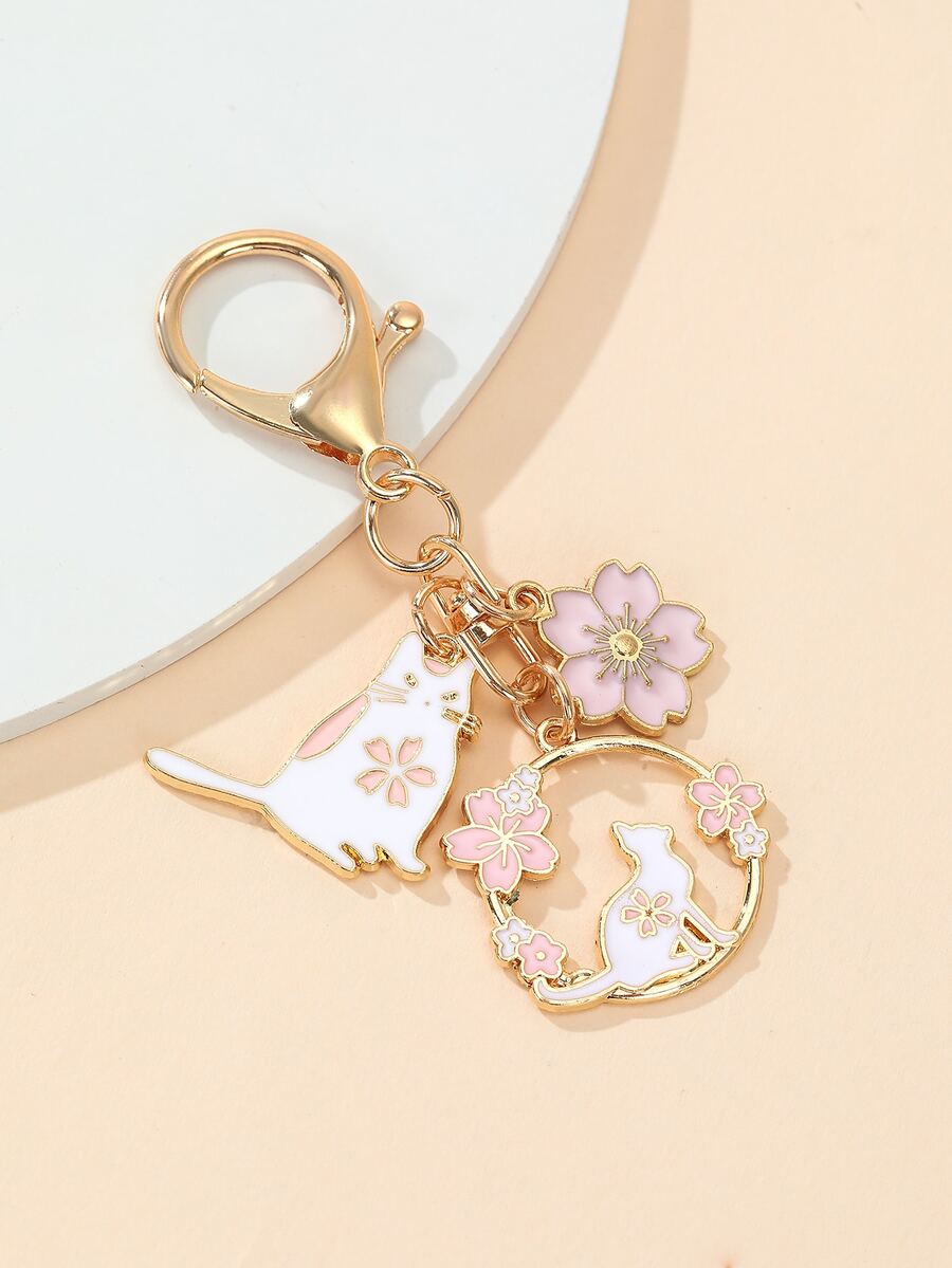 Cat Flower Decor Charm Keychai - Phone Accessories For Teen Girls recension och pris