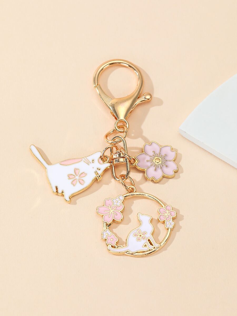 Cat Flower Decor Charm Keychai - Phone Accessories For Teen Girls recension och pris
