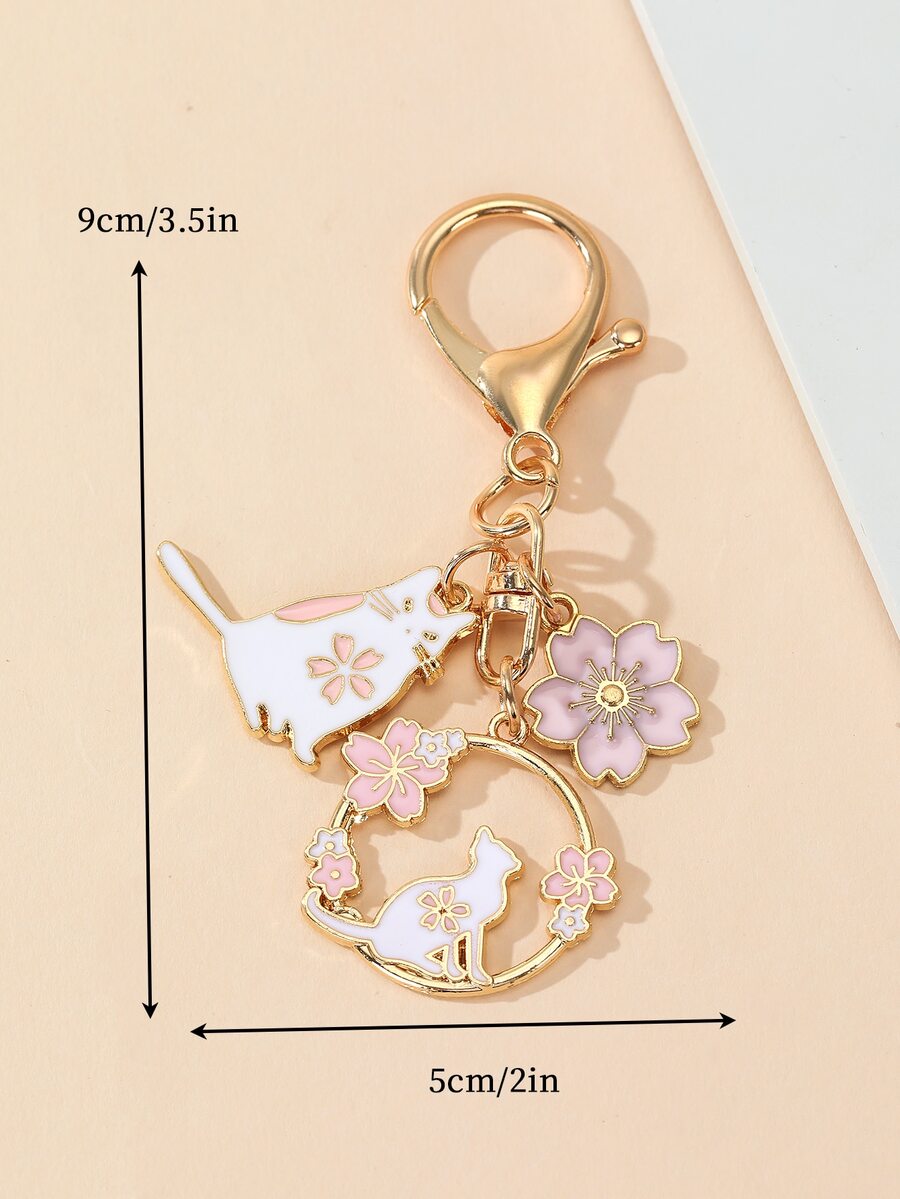 Cat Flower Decor Charm Keychai - Phone Accessories For Teen Girls recension och pris