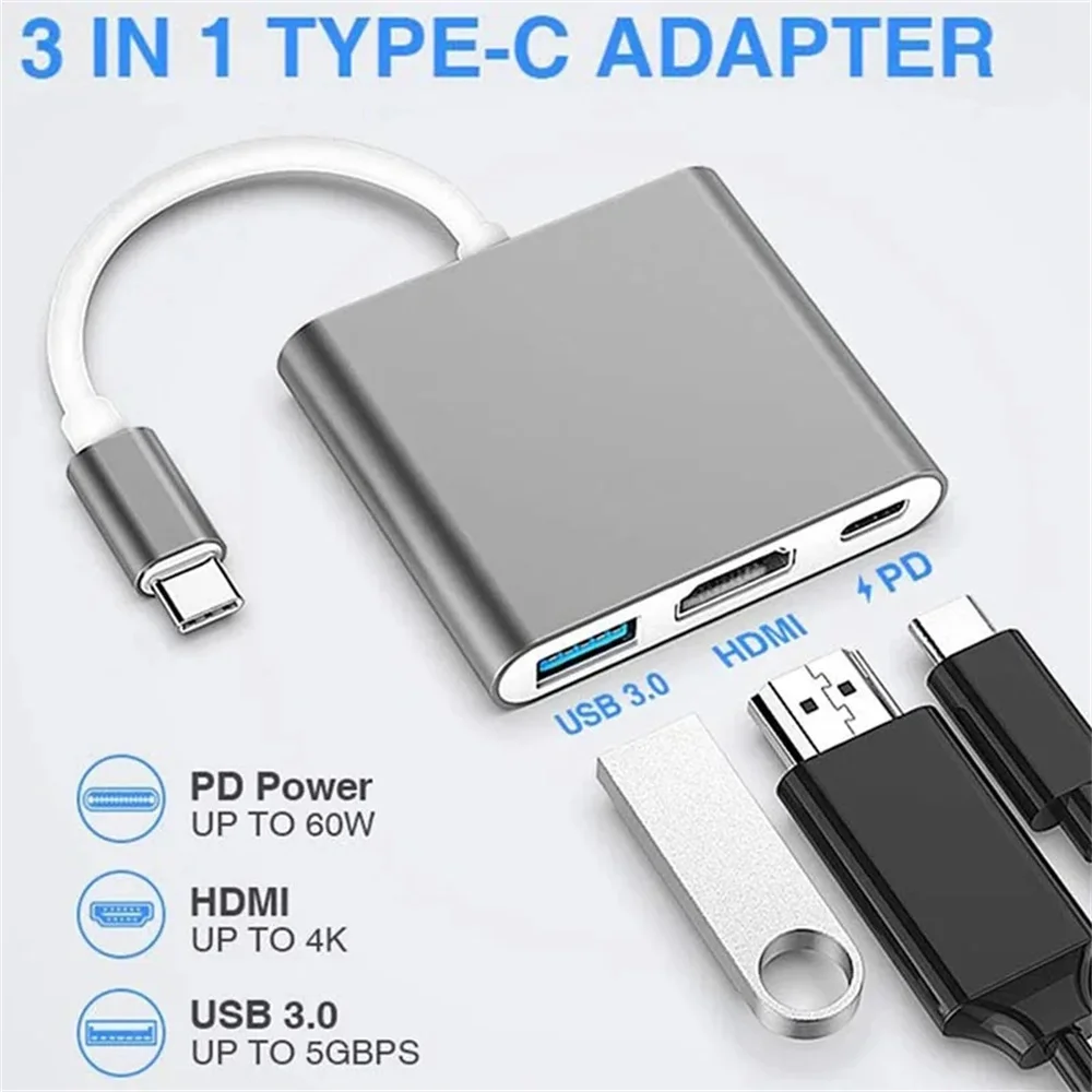 USB C HUB 3-in-1 Multiports Ad - Hdmi Phone Adapter recension och pris